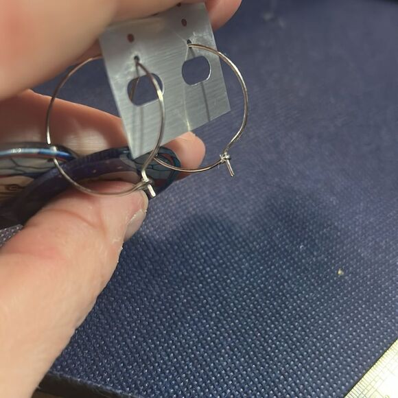 Blue and Red Enamel Dangle Earrings - Picture 2 of 3